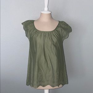 NWT Green Eyelet Banana Republic Top Sz S